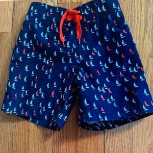 Nautical Blue Kids Shorts with Red Accents